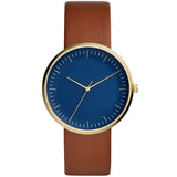 FOSSIL FS5473P ESSENTIALIST GOLD ROUND LEATHER MEN'S WATCH