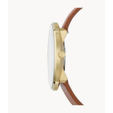 FOSSIL FS5473P ESSENTIALIST GOLD ROUND LEATHER MEN'S WATCH