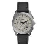 FOSSIL MACHINE ANALOG QUARTZ GREY STAINLESS STEEL FS5482 LEATHER STRAP MEN'S WATCH - H2 Hub Watches