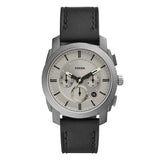 FOSSIL MACHINE ANALOG QUARTZ GREY STAINLESS STEEL FS5482 LEATHER STRAP MEN'S WATCH - H2 Hub Watches