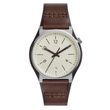 FOSSIL FS5510 BARSTOW ROUND CREAM DIAL BROWN LEATHER MEN'S WATCH