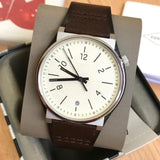 FOSSIL FS5510 BARSTOW ROUND CREAM DIAL BROWN LEATHER MEN'S WATCH