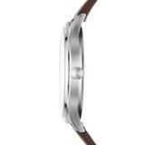FOSSIL THREE HAND DATE SILVER ROUND BROWN LEATHER  MEN'S WATCH FS5589