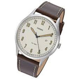 FOSSIL THREE HAND DATE SILVER ROUND BROWN LEATHER  MEN'S WATCH FS5589