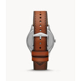 FOSSIL FS5590 FORRESTER SILVER ROUND BROWN LEATHER MEN'S WATCH