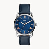FOSSIL FS5662 THREE HAND BLUE DIAL NAVY LEATHER MEN'S WATCH