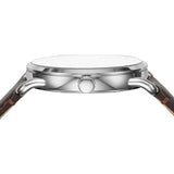 FOSSIL FS5663 COPELAND SILVER ROUND THREE HAND BROWN LEATHER MEN'S WATCH