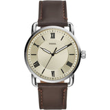 FOSSIL FS5663 COPELAND SILVER ROUND THREE HAND BROWN LEATHER MEN'S WATCH