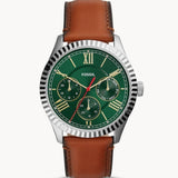 FOSSIL FS5736 CHRONOGRAPH QUARTZ GREEN DIAL LUGGAGE LEATHER MEN'S WATCH