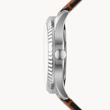 FOSSIL FS5736 CHRONOGRAPH QUARTZ GREEN DIAL LUGGAGE LEATHER MEN'S WATCH