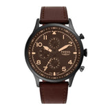 FOSSIL FS5833 RETRO PILOT CHRONOGRAPH DARK BROWN LEATHER WATCH