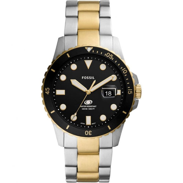 Fossil Black Dial Two-Tone Stainless Steel Strap Men Watch FS5951