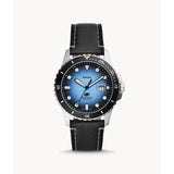 Fossil Blue Dial Black Leather Strap Men Watch FS5960P