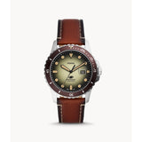 Fossil Green Dial And Brown Leather Unisex Watch FS5961P
