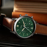 Fossil Green Dial And Brown Leather Strap Men Watch FS5963P
