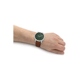 Fossil Green Dial And Brown Leather Strap Men Watch FS5963P