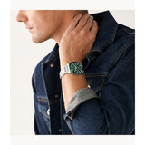 Fossil Green Dial And Silver Stainless Steel Men Watch FS5964