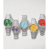 Fossil Red Dial Silver Stainless Steel Strap Men Watch FS5984