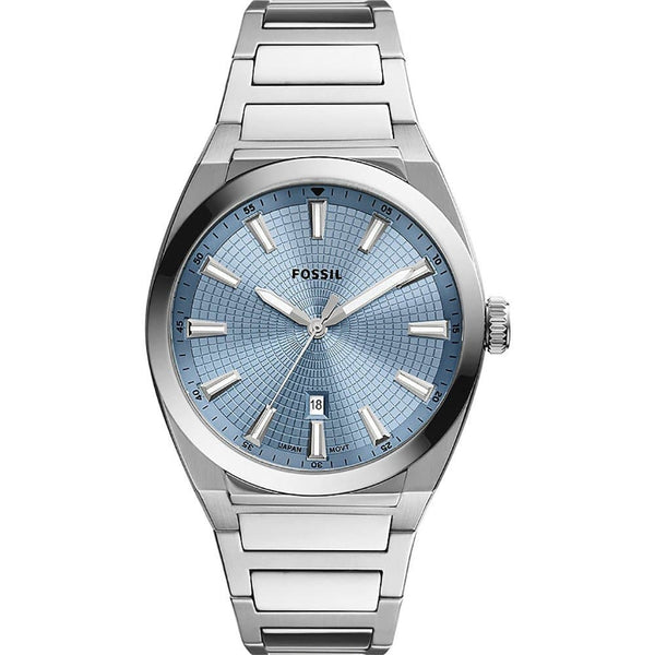 Fossil Blue Dial Silver Stainless Steel Strap Men Watch FS5986
