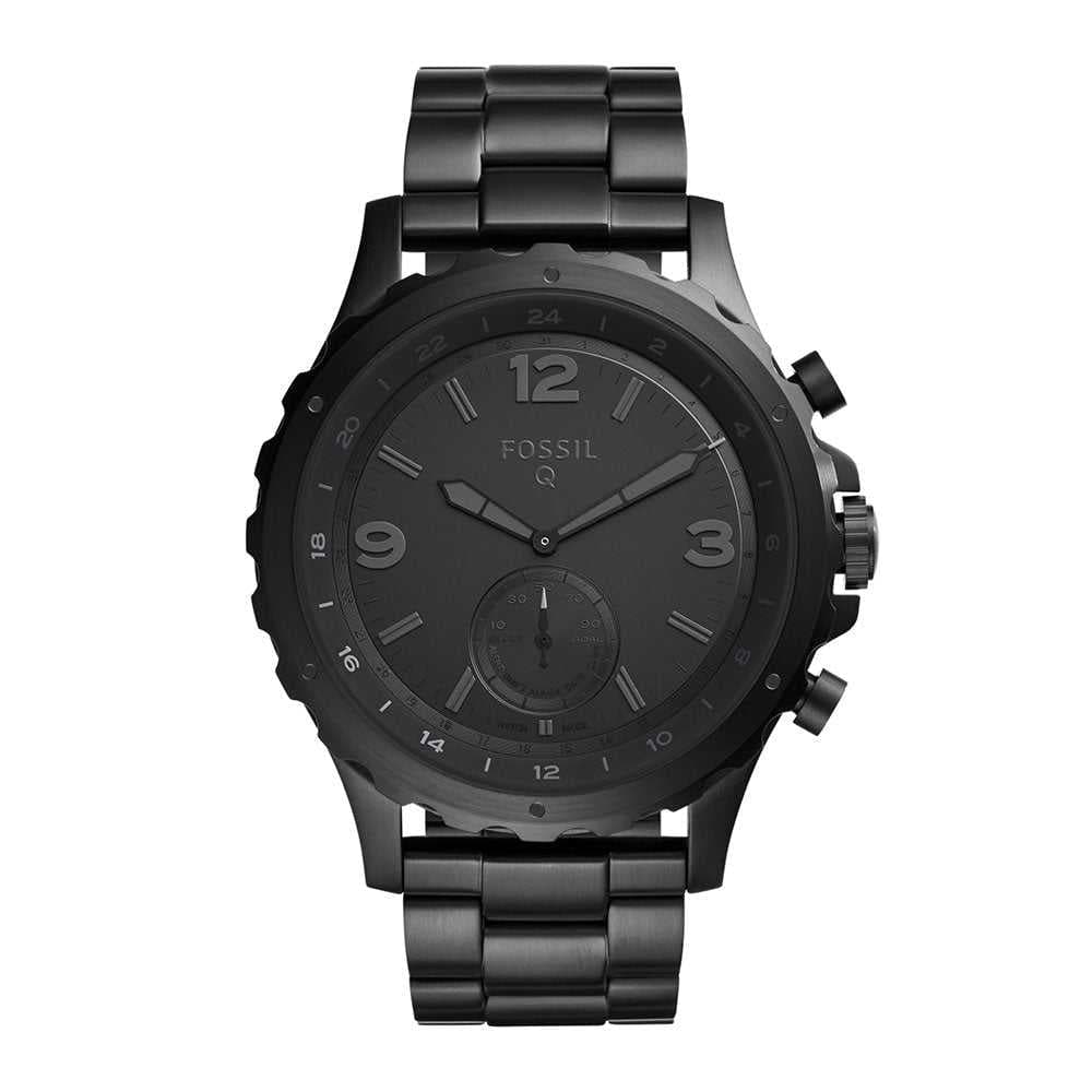 FOSSIL HYBRID SMARTWATCH Q NATE DIGITAL BLACK STAINLESS STEEL FTW1115 MEN'S WATCH - H2 Hub Watches