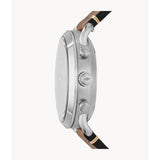 FOSSIL Q COMMUTER DIGITAL SILVER STAINLESS STEEL FTW1150 BROWN LEATHER STRAP HYBRID SMARTWATCH