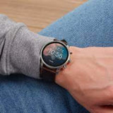 FOSSIL Q EXPLORIST DIGITAL SILVER STAINLESS STEEL HR FTW4015 BROWN LEATHER STRAP SMARTWATCH