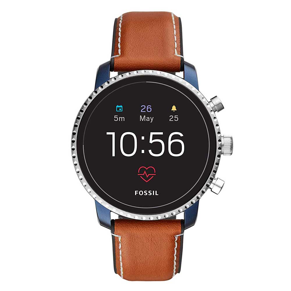 FOSSIL Q EXPLORIST DIGITAL BLUE STAINLESS STEEL HR FTW4016 BROWN LEATHER STRAP SMARTWATCH - H2 Hub Watches