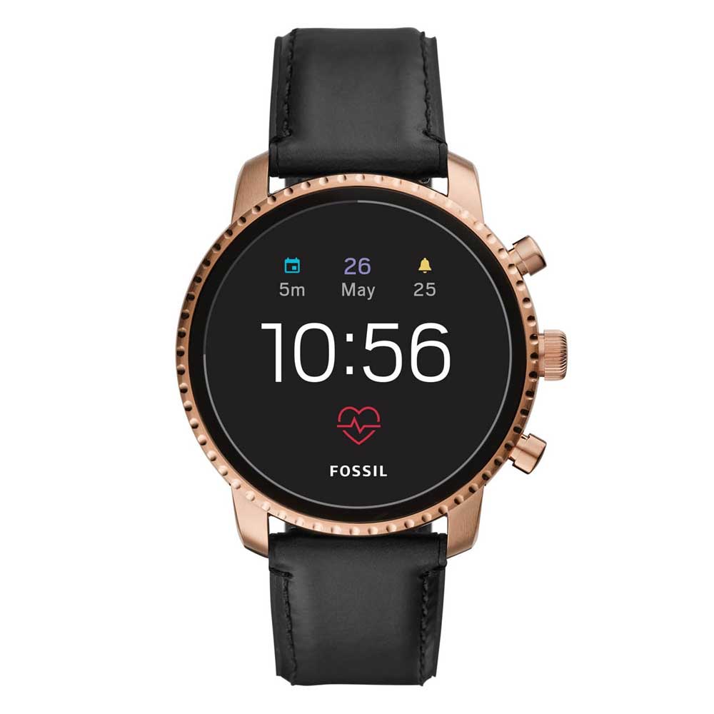 FOSSIL Q EXPLORIST HR DIGITAL ROSE GOLD STAINLESS STEEL FTW4017 BLACK LEATHER STRAP SMARTWATCH - H2 Hub Watches