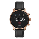 FOSSIL Q EXPLORIST HR DIGITAL ROSE GOLD STAINLESS STEEL FTW4017 BLACK LEATHER STRAP SMARTWATCH - H2 Hub Watches
