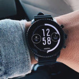 FOSSIL Q EXPLORIST HR DIGITAL BLACK STAINLESS STEEL FTW4018 SILICONE STRAP SMARTWATCH