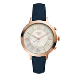 FOSSIL Q JACQUELINE DIGITAL ROSE GOLD STAINLESS STEEL FTW5014 BLUE LEATHER STRAP HYBRID SMARTWATCH - H2 Hub Watches