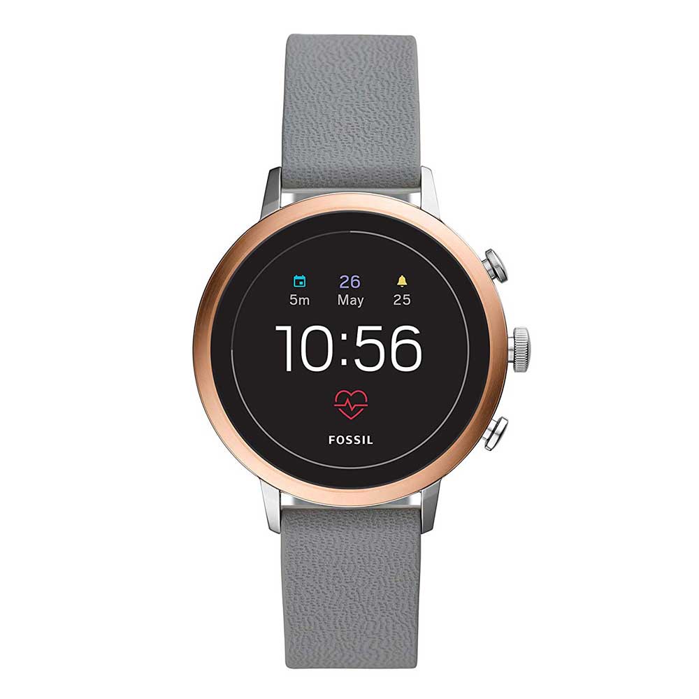 FOSSIL Q VENTURE HR STAINLESS STEEL FTW6016 GREY SILICONE HYBRID WOMEN SMARTWATCH - H2 Hub Watches
