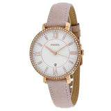 FOSSIL ES4303 JACQUELINE WHITE DIAL DIAMOND ACCENT BLUSH LEATHER WOMEN'S WATCH