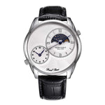 ARIES GOLD CONTINENTAL SILVER STAINLESS STEEL G 1004 S-W LEATHER STRAP MEN'S WATCH - H2 Hub Watches