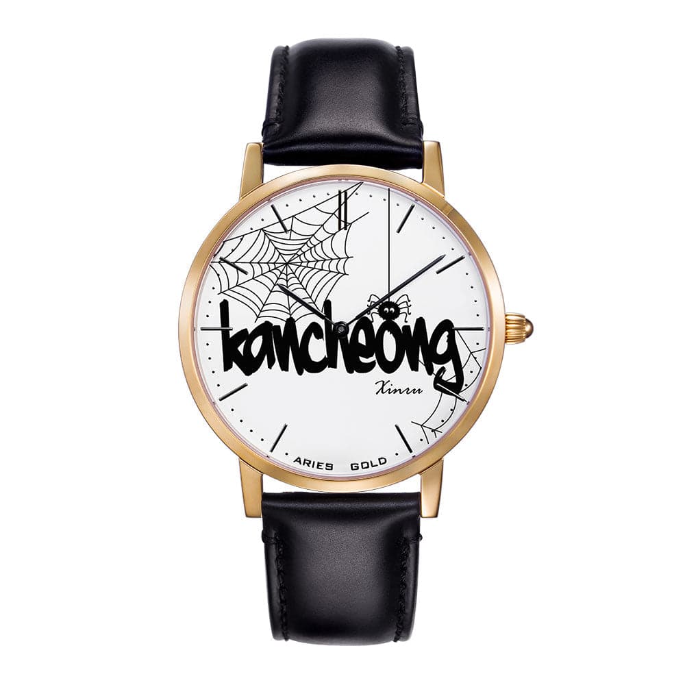 ARIES GOLD CUSTOMISED GOLD STAINLESS STEEL WATCH - KANCHIONG SPIDER WHITE UNISEX LEATHER STRAP WATCH - H2 Hub Watches