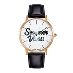 ARIES GOLD CUSTOMISED GOLD STAINLESS STEEL WATCH - SUMMER VIBES WHITE UNISEX LEATHER STRAP WATCH - H2 Hub Watches