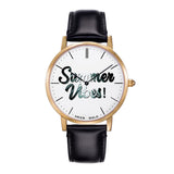 ARIES GOLD CUSTOMISED GOLD STAINLESS STEEL WATCH - SUMMER VIBES WHITE UNISEX LEATHER STRAP WATCH - H2 Hub Watches