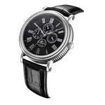 ARIES GOLD URBAN KENSINGTON SILVER STAINLESS STEEL G 101 S-BK BLACK LEATHER STRAP MEN'S WATCH - H2 Hub Watches
