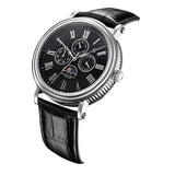 ARIES GOLD URBAN KENSINGTON SILVER STAINLESS STEEL G 101 S-BK BLACK LEATHER STRAP MEN'S WATCH - H2 Hub Watches