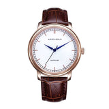 ARIES GOLD ANALOG QUARTZ STAINLESS STEEL G 1012Z RG-W ROSE GOLD LEATHER STRAP MEN'S WATCH - H2 Hub Watches