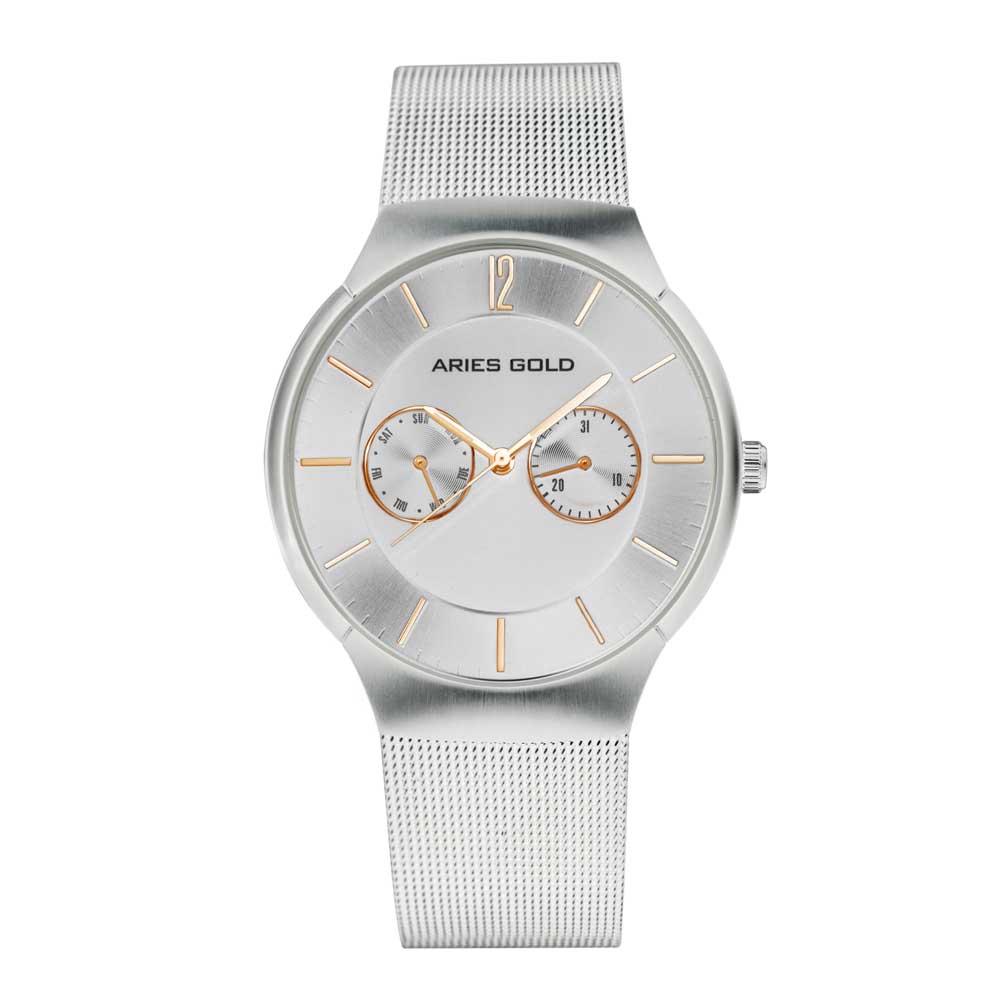 ARIES GOLD MULTIFUNCTION QUARTZ STAINLESS STEEL G 1016Z S-S MEN'S WATCH - H2 Hub Watches