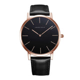 ARIES GOLD URBAN SANTOS ROSE GOLD STAINLESS STEEL G 1022 RG-BK BLACK LEATHER STRAP MEN'S WATCH - H2 Hub Watches