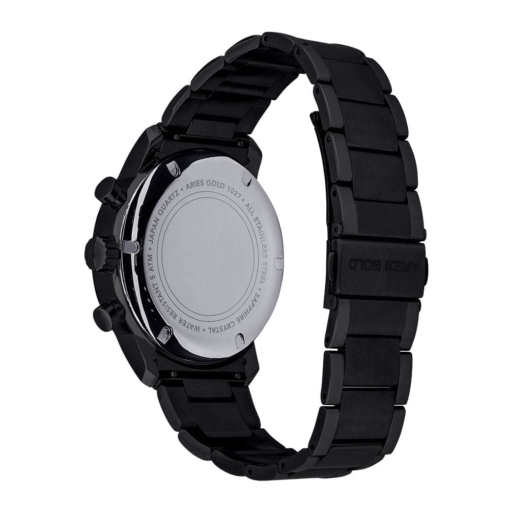 ARIES GOLD URBAN ETERNAL BLACK STAINLESS STEEL G 1027 BK-OUT MEN'S WATCH - H2 Hub Watches