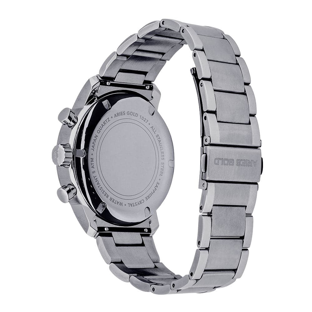 ARIES GOLD URBAN ETERNAL SILVER STAINLESS STEEL G 1027 S-BU MEN'S WATCH - H2 Hub Watches