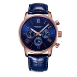 ARIES GOLD URBAN ETERNAL ROSE GOLD STAINLESS STEEL G 103 RG-BU BLUE LEATHER STRAP MEN'S WATCH - H2 Hub Watches