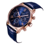 ARIES GOLD URBAN ETERNAL ROSE GOLD STAINLESS STEEL G 103 RG-BU BLUE LEATHER STRAP MEN'S WATCH - H2 Hub Watches