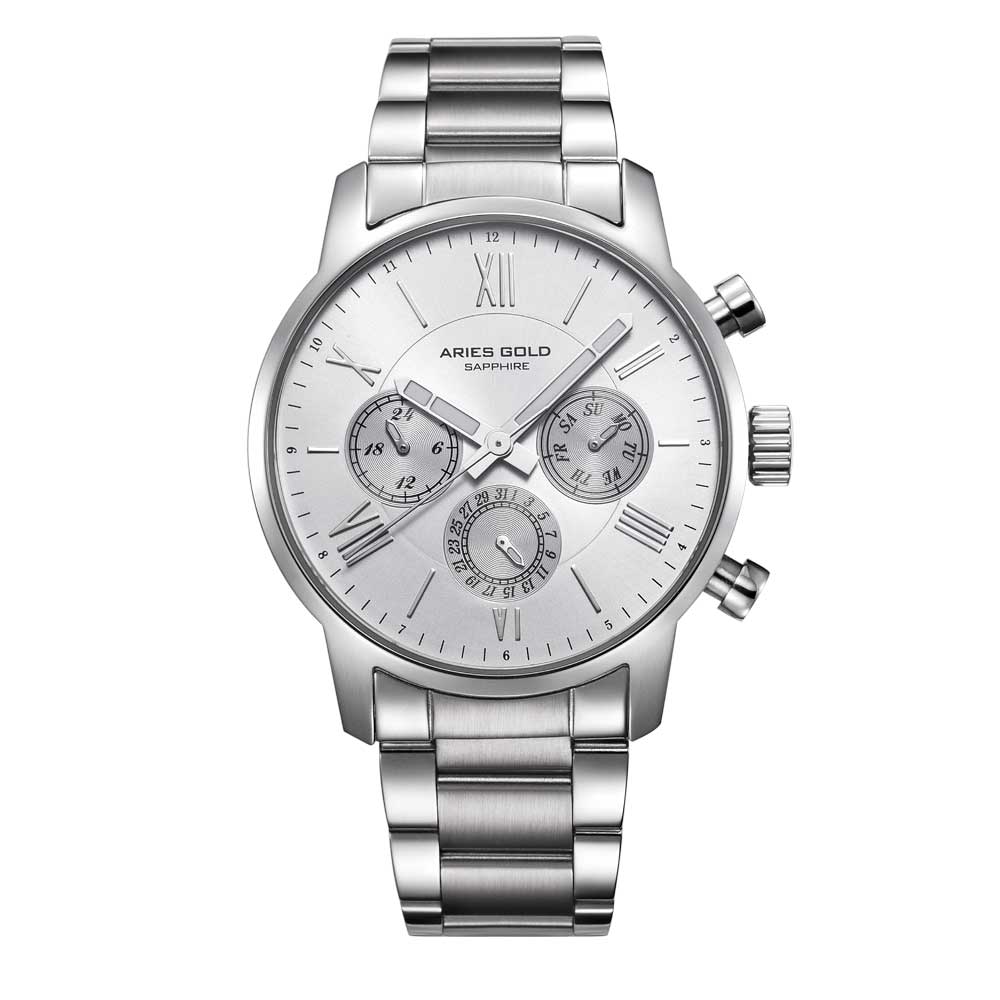ARIES GOLD URBAN ETERNAL SILVER STAINLESS STEEL G 103 S-S MEN'S WATCH - H2 Hub Watches