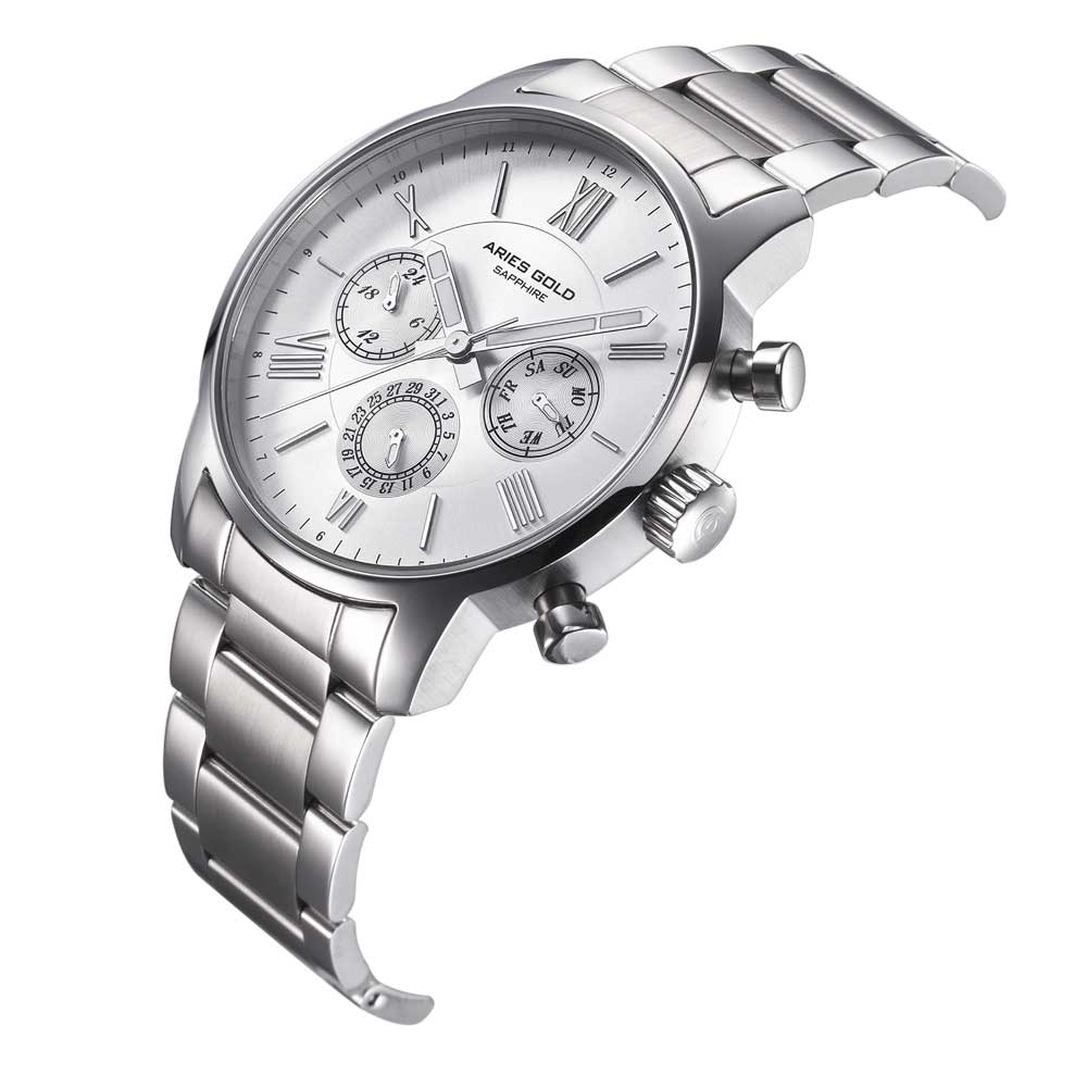 ARIES GOLD URBAN ETERNAL SILVER STAINLESS STEEL G 103 S-S MEN'S WATCH - H2 Hub Watches