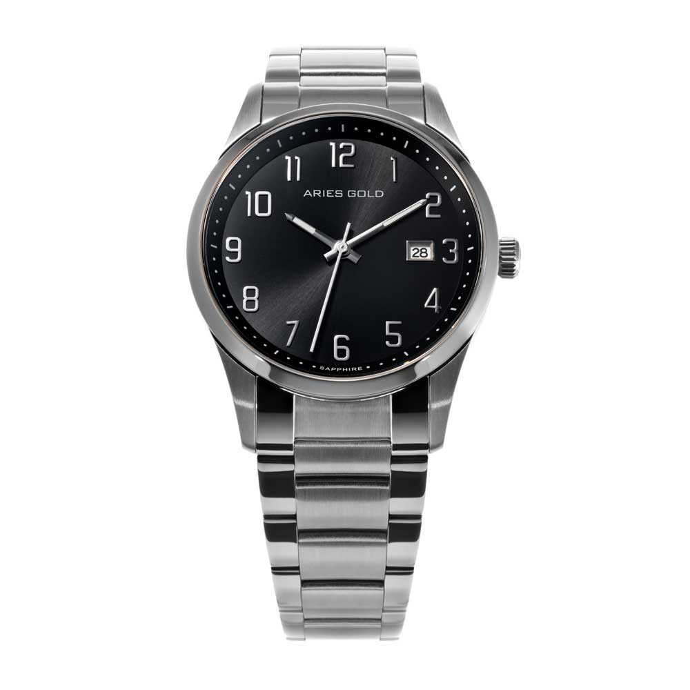 ARIES GOLD URBAN CLASSIC SILVER STAINLESS STEEL G 120B S-BKNUM MEN'S WATCH - H2 Hub Watches