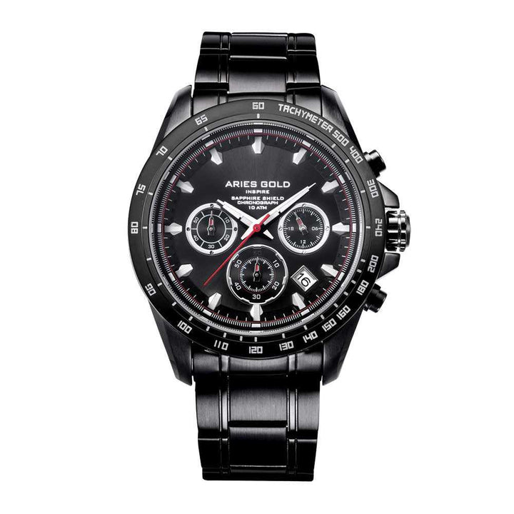 ARIES GOLD DRIFTER CHRONOGRAPH BLACK STAINLESS STEEL G 7001 BK-BK MEN'S WATCH - H2 Hub Watches